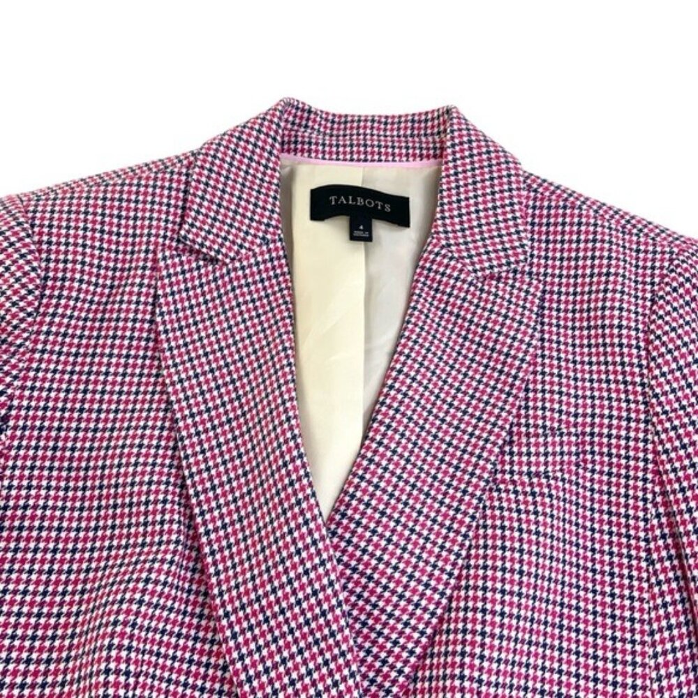 NWOT Talbots Pink and Black Houndstooth Double Breasted Blazer - Picture 4 of 7